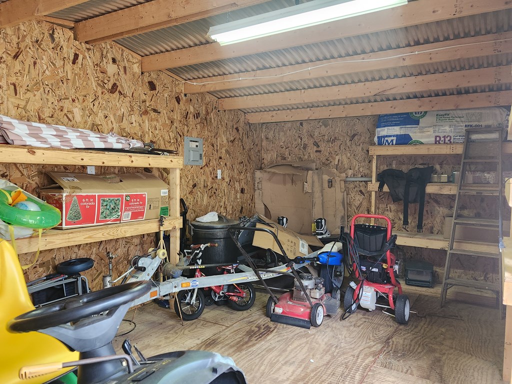 View inside utility shed