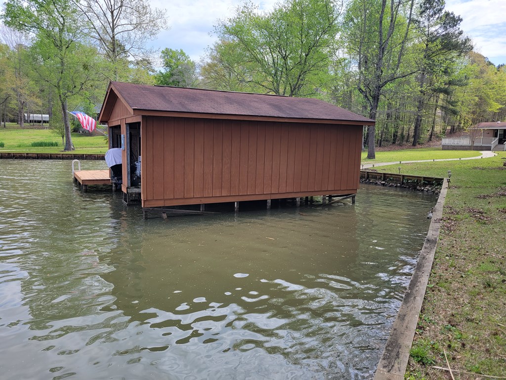 Side view of double boat house